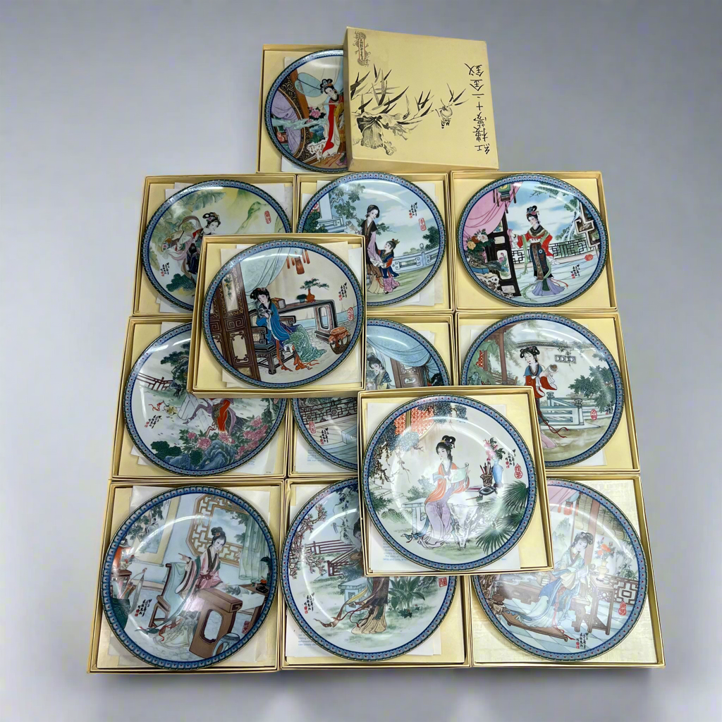 IMPERIAL JINGDEZHEN PORCELAIN  (FULL SET OF 12) Chinese Collectors Plates 8.5"d