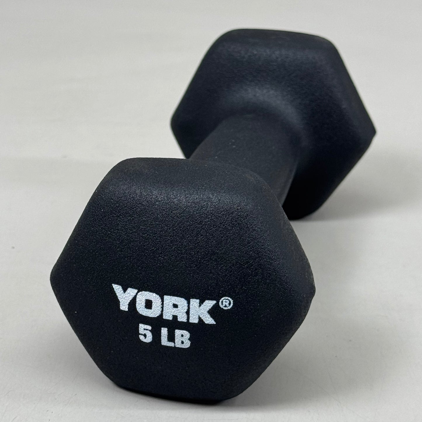 ZA@ YORK (2 PACK) Neoprene Hexagon Dumbbells Solid Steel Core 5 lbs Black 15605