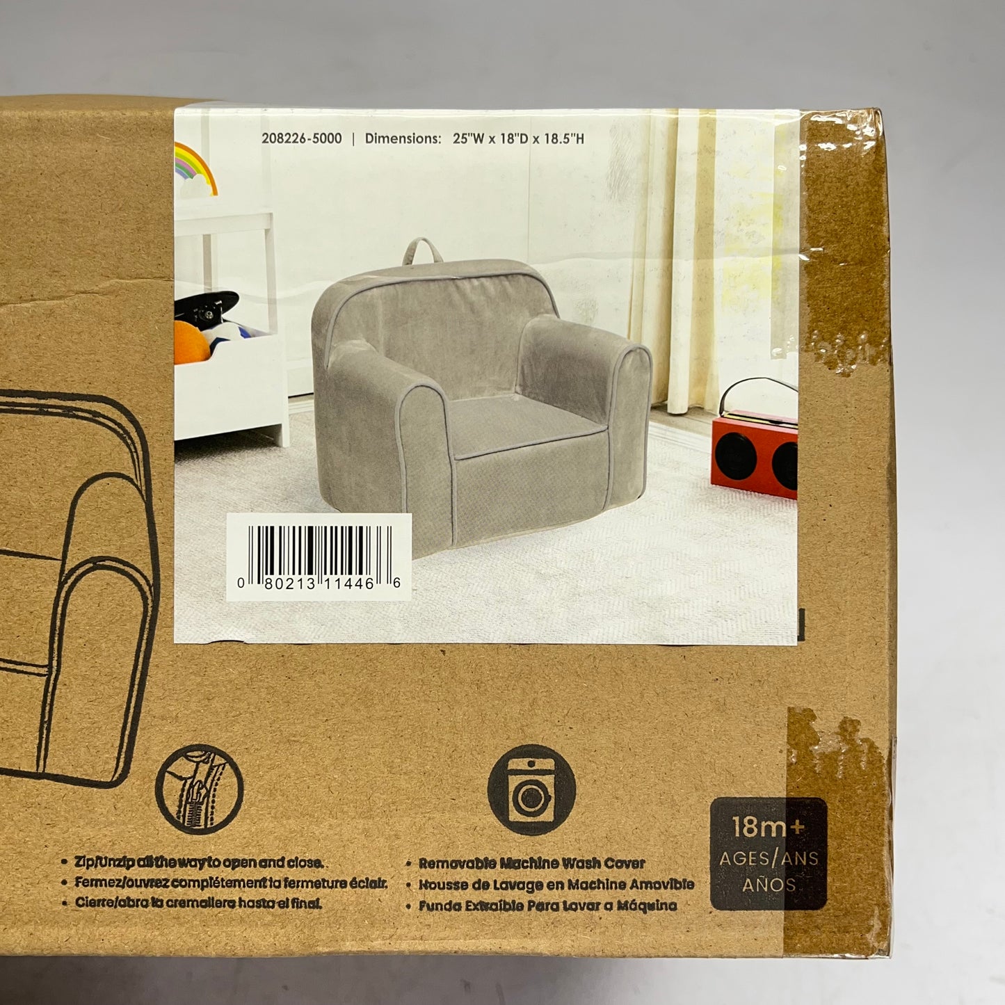 DELTA CHILDREN Cozee Foam Chair  25" x 18" x 20.5" Light Grey 208226-5000