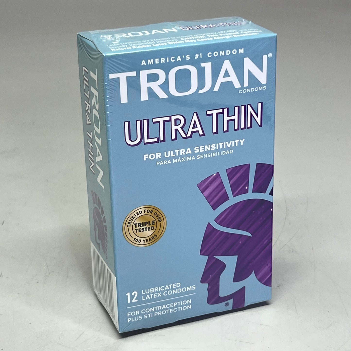 TROJAN (4 Boxes of 12) Ultra Thin Latex Condoms, Light Mint BB 01/26