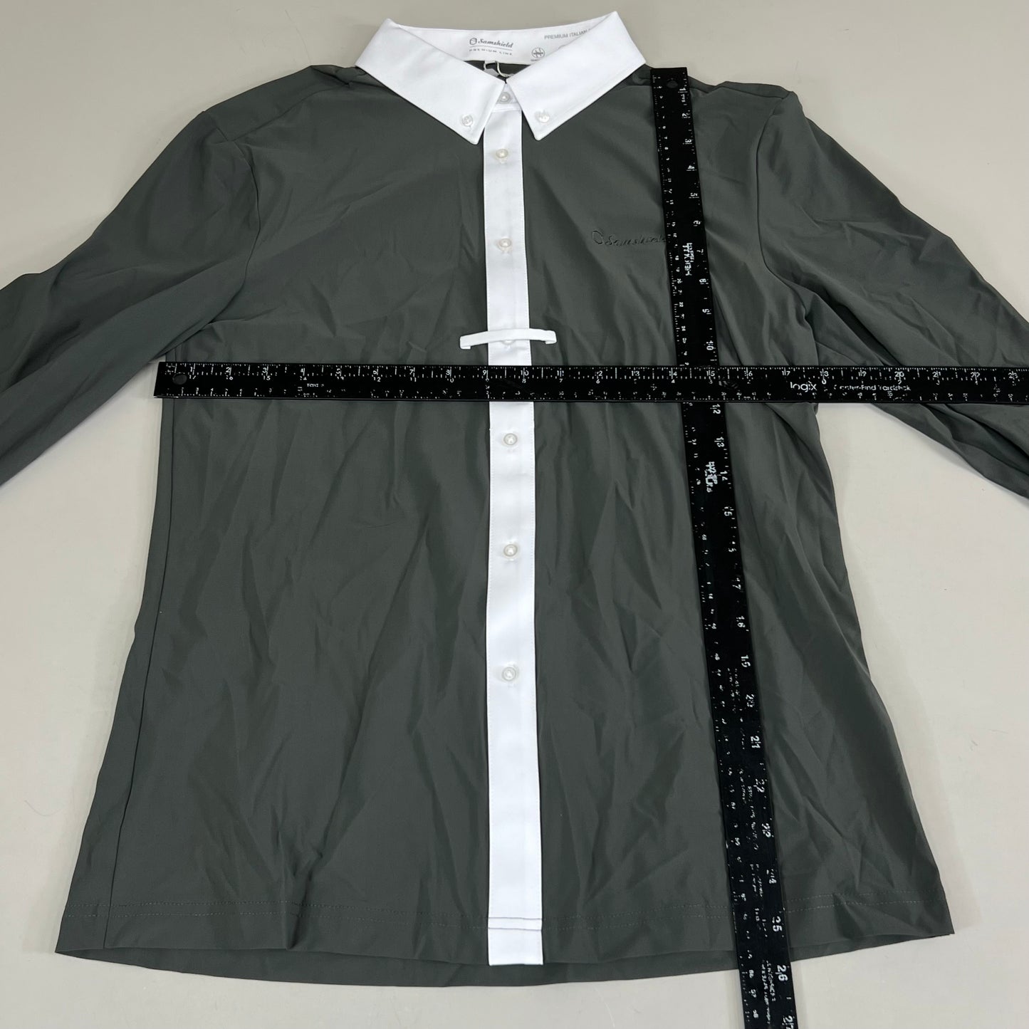 SAMSHIELD Smith Long Sleeves Equestrian Polo Women's Sz L Mineral