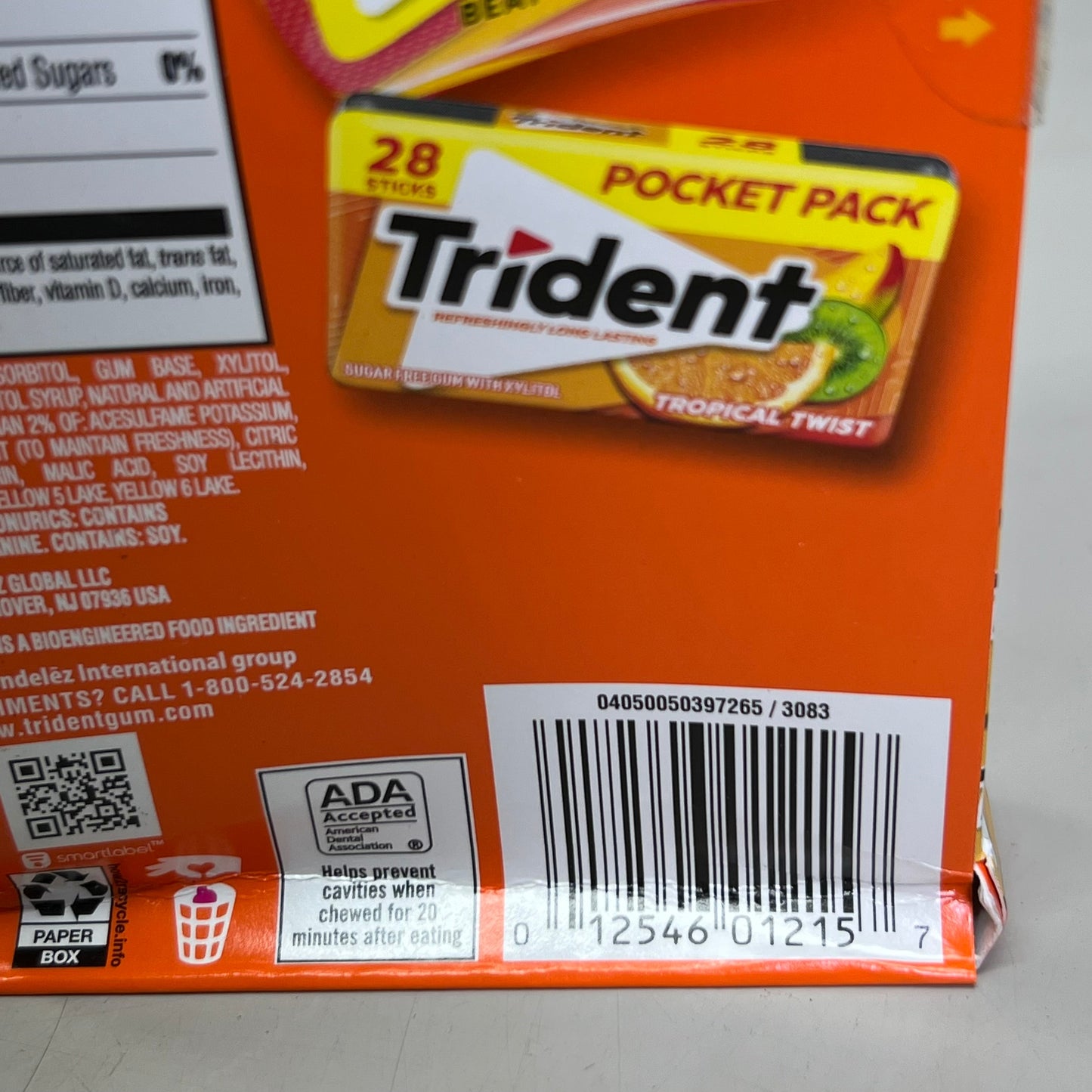 ZA@ TRIDENT (3 PACK, 112 Sticks Each) Tropical Twist 1.9g BB 07/25 (New) I