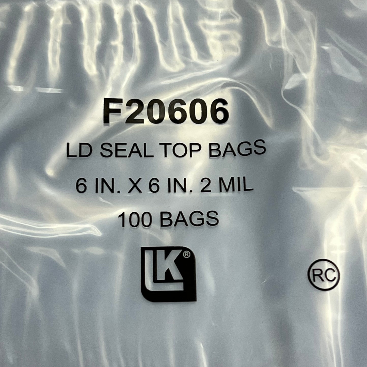 ELKAY PLASTICS (1000) LD Poly Seal-Top Bags 2.0mil 6in. x 6in F20606
