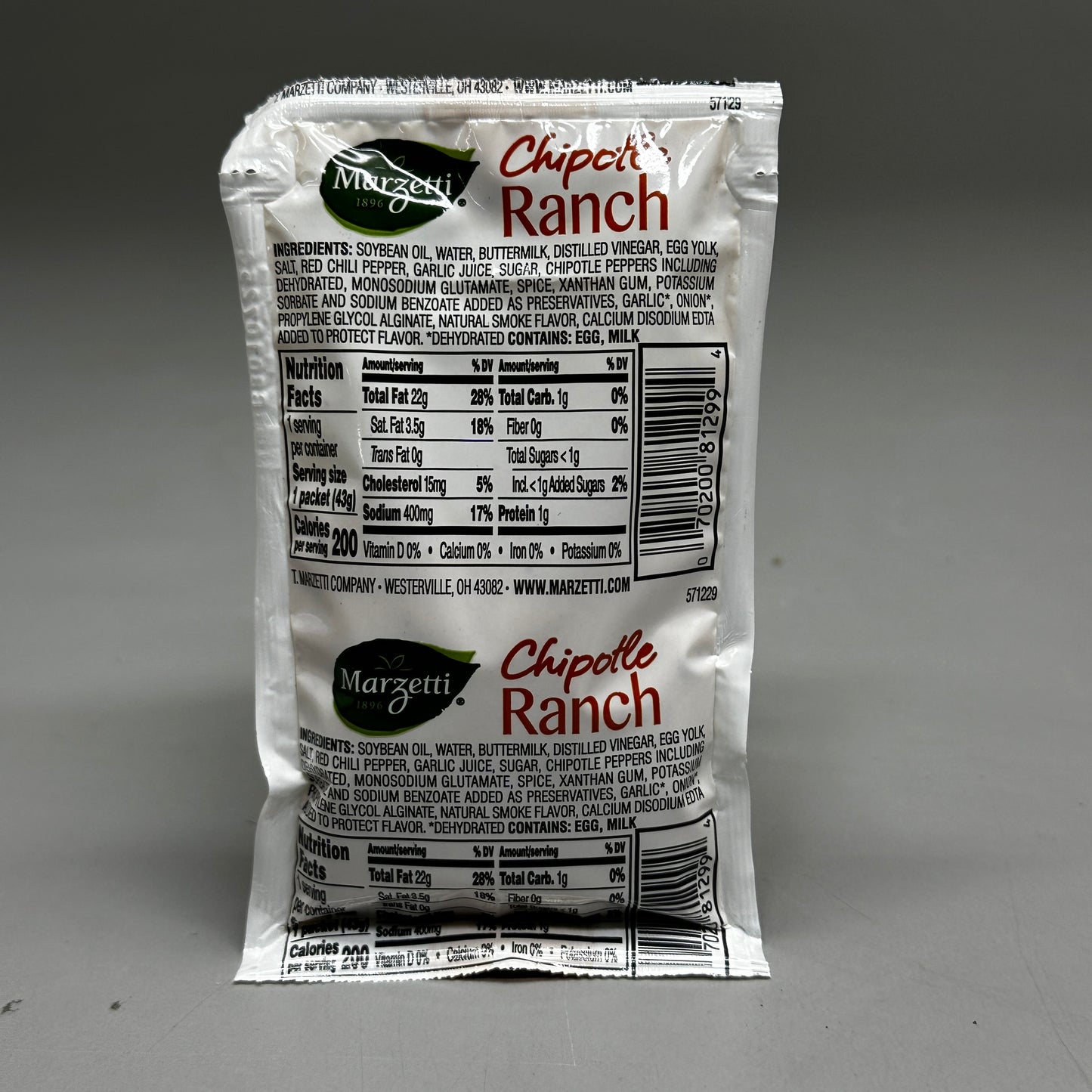 MARZETTI (60 PACK, 1.5 oz Each) Chipotle Ranch Dressing Packets BB 01/25