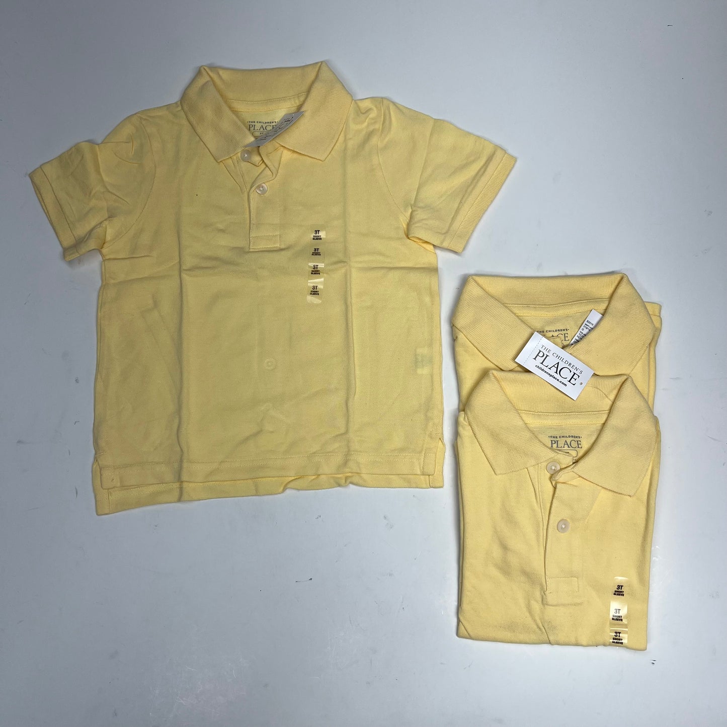 THE CHILDRENS PLACE (3 PACK) Uniform Soft Pique Polo Shirt Boy's Sz 3T Yellow