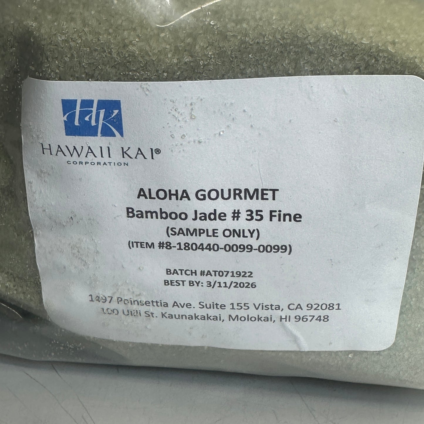 HAWAII KAI Aloha Gourmet Spa & Beauty Sea Salt Bamboo Jade #35 Fine 5 Lbs BB 3/26