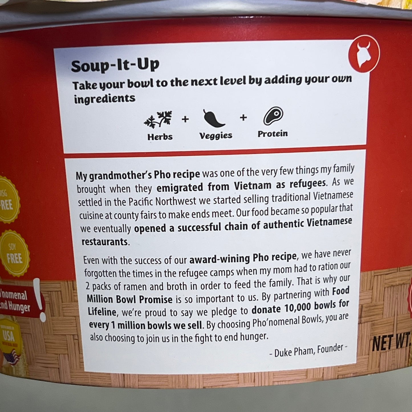 ZA@ PHO NOMENAL (9 PACK) Authentic Vietnamese Beef Noodle Soup Bowl 2.47 Oz BB 08/26 (D|istressed Packaging)