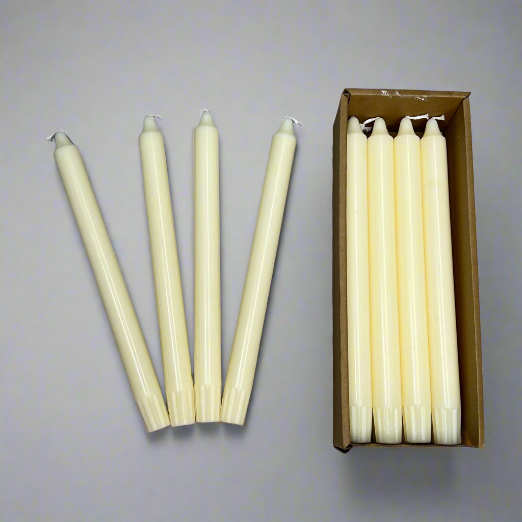 CREATIVE CO-OP (12 PACK) Taper Candles Unscented 10 Hr Burn 10"H White CD2012