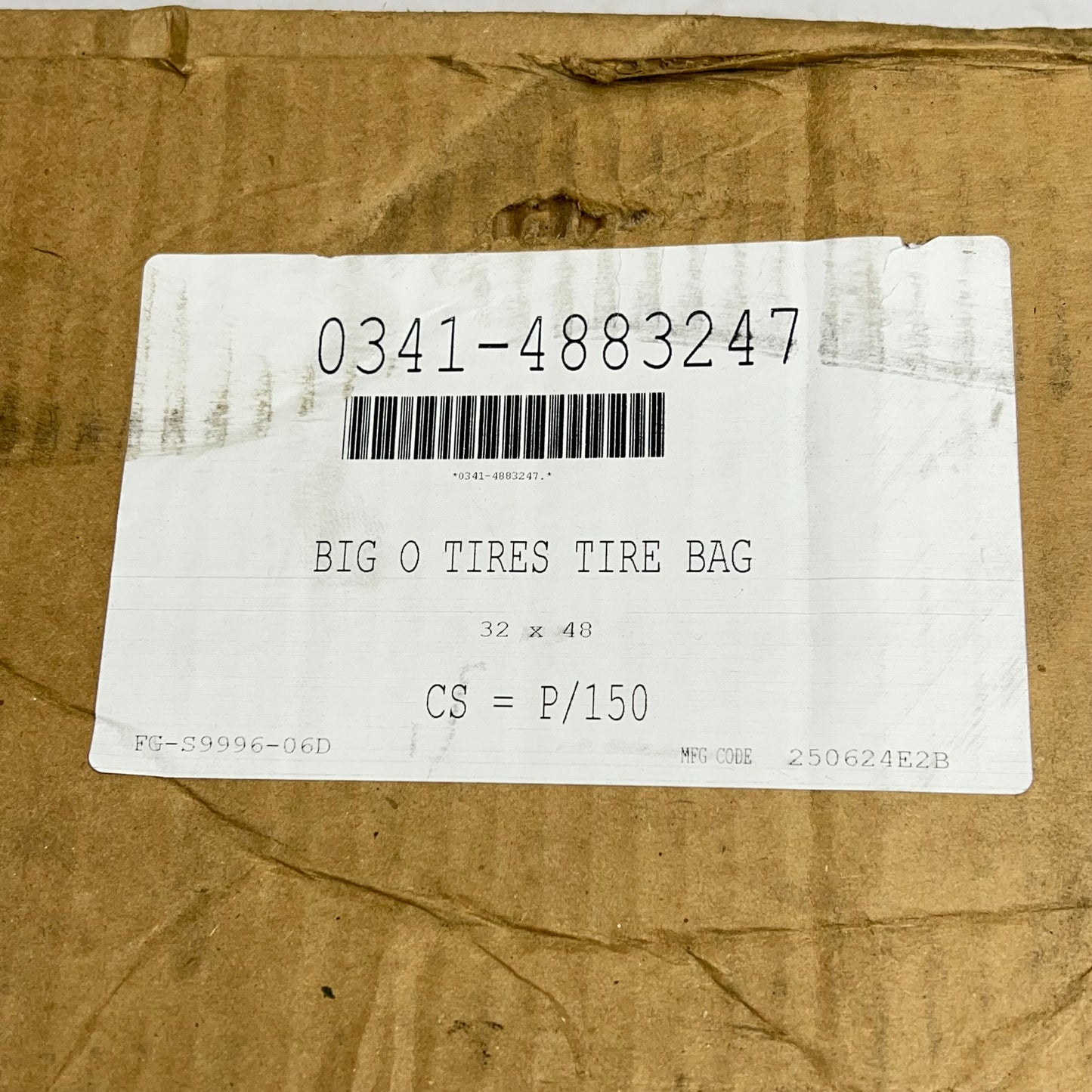 ZA@ BIG O TIRES  (150 ROLLS) Tire Bags for Spares/reusable Tires 32x48 White 0341-4883247 (As-Is)