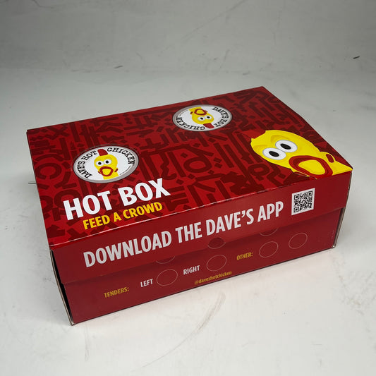 ZA@ DAVES HOT CHICKEN  (50 PACK) Catering Boxes  13.5"x9"x5" Red/Yellow (A-Is)