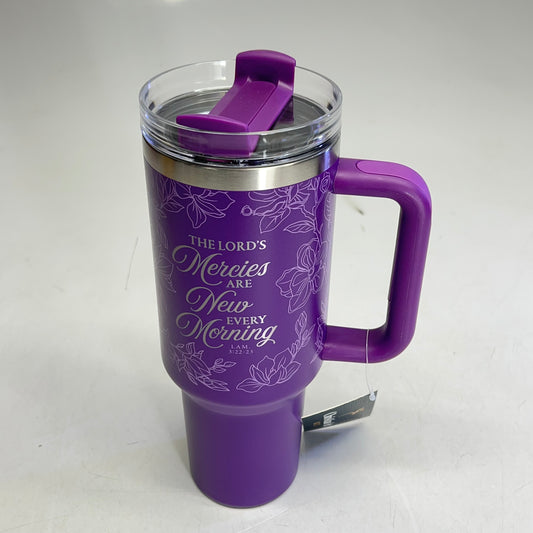 CHRISTIAN ART GIFTS Lamentations 3:22-23 Tumbler with Straw 40oz Purple SMUG309