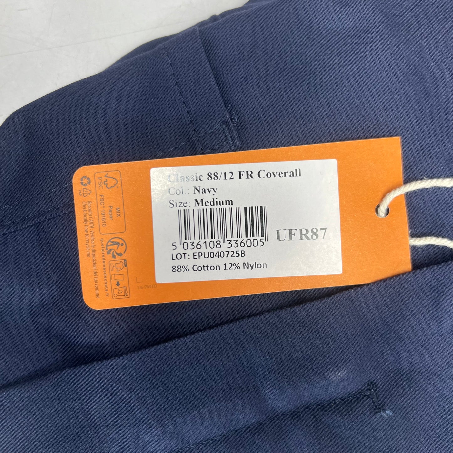 PORTWEST Bizflame 88/12 Classic FR Coveralls Sz Medium, Navy UFR87