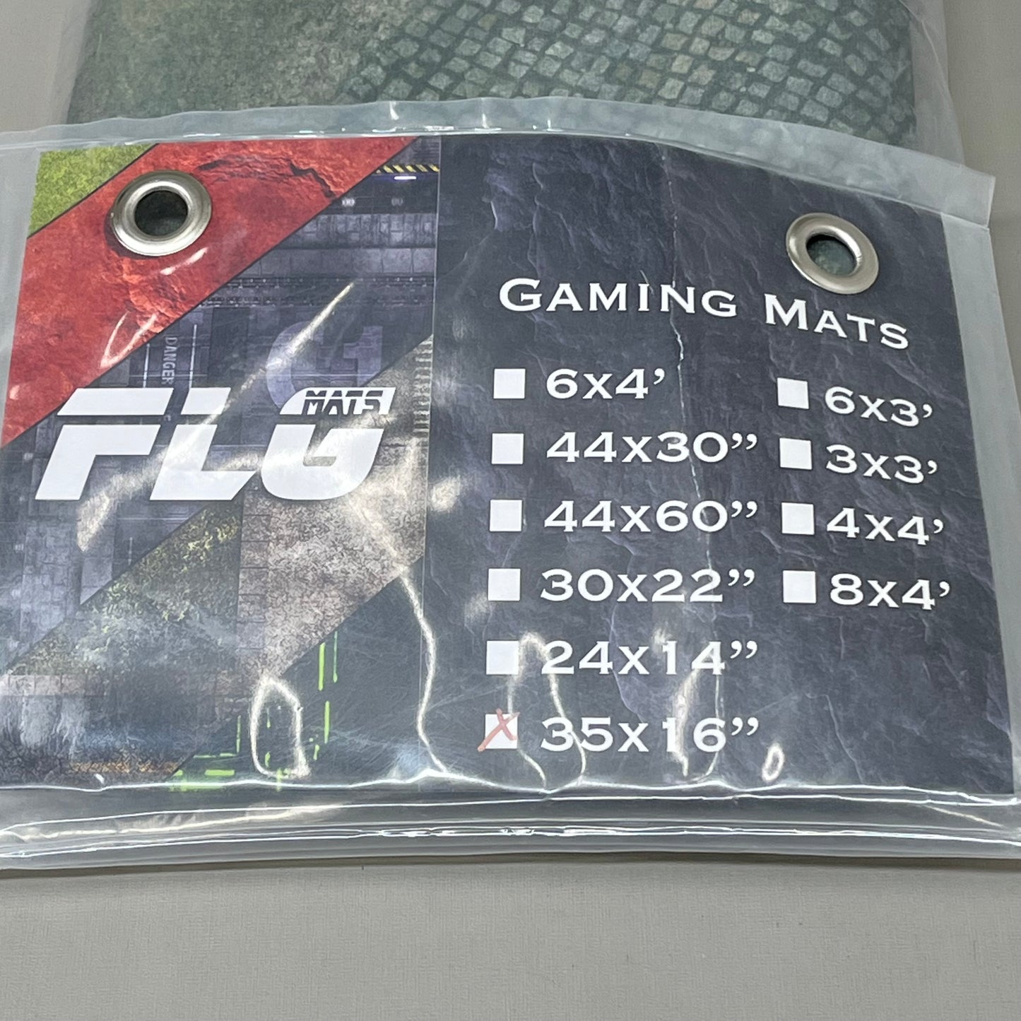 FLG MATS High Quality Gaming Mats Cobblestone Grass Battlefield Fabric W/ Rubber Back 35"x16"