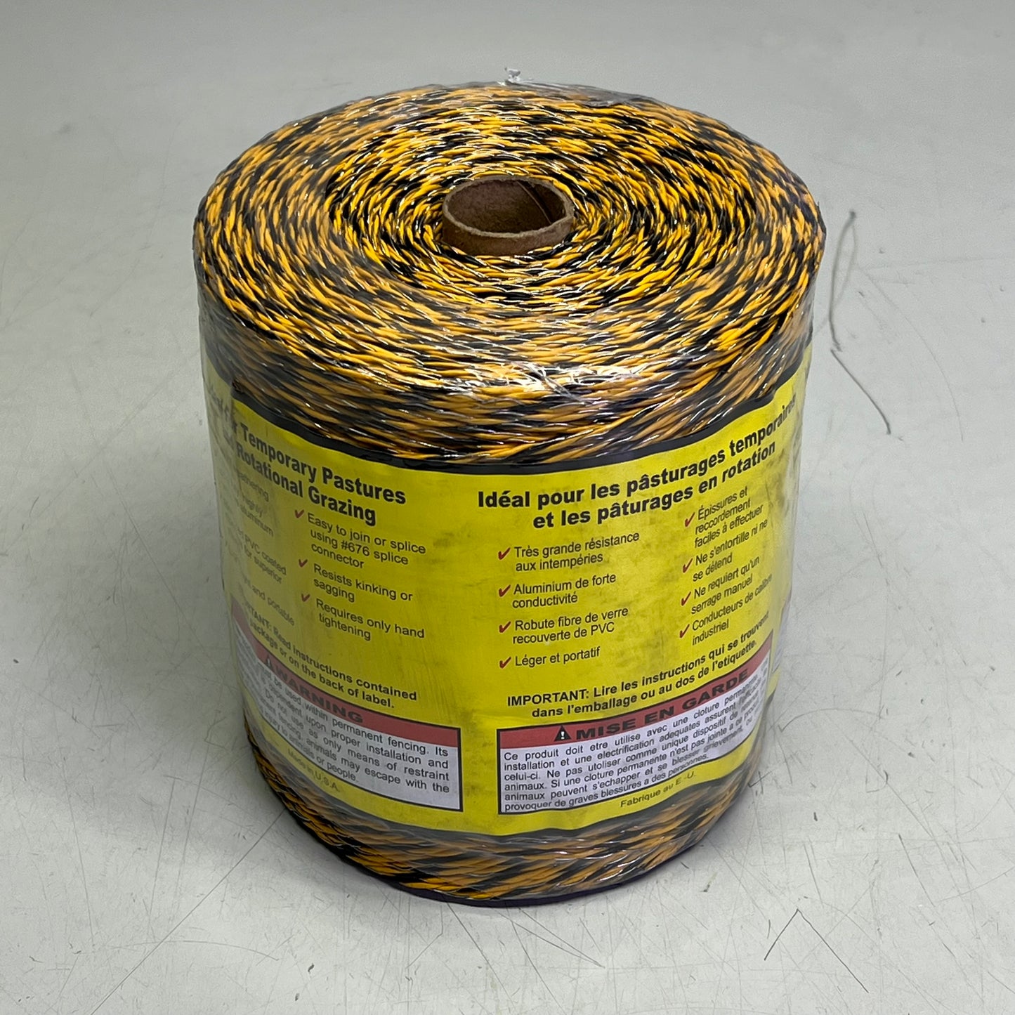 PARMAK 122 Electric Fence Wire PVC Coated Fiberglass 1,312ft Black/Yellow PM-122