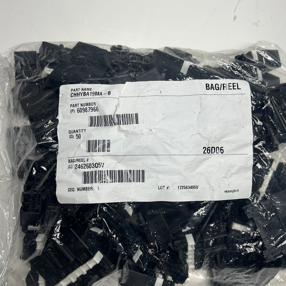 ZA@ SUMITOMO WIRING SYSTEMS  (50 PACK) Vehicle Wiring System Electrical Connector  Black  6098-7966