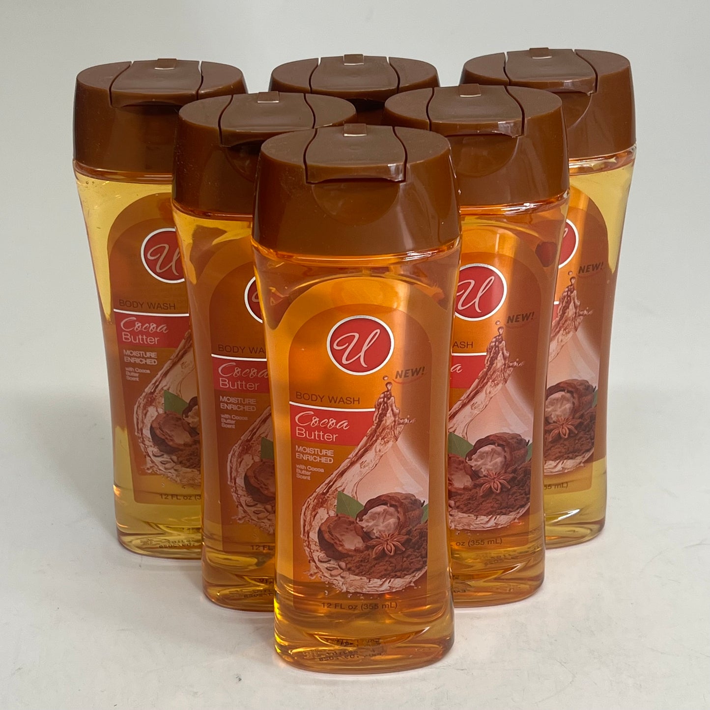 ZA@ U (6 PACK) Cocoa Butter Body Wash Moisture Rich  12 fl oz  Caramel 55026