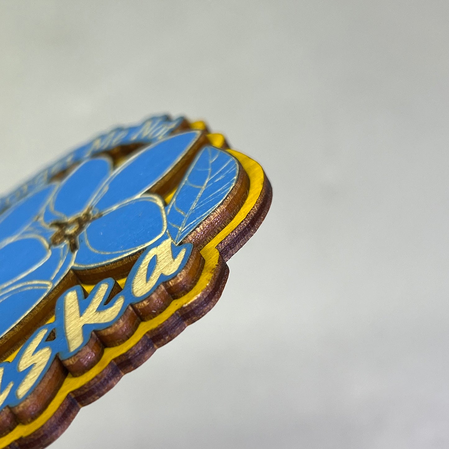 (2 PACK) Forget Me Not Flowers Laser Cut Wood Magnet Souvenir JUNEAU, AK