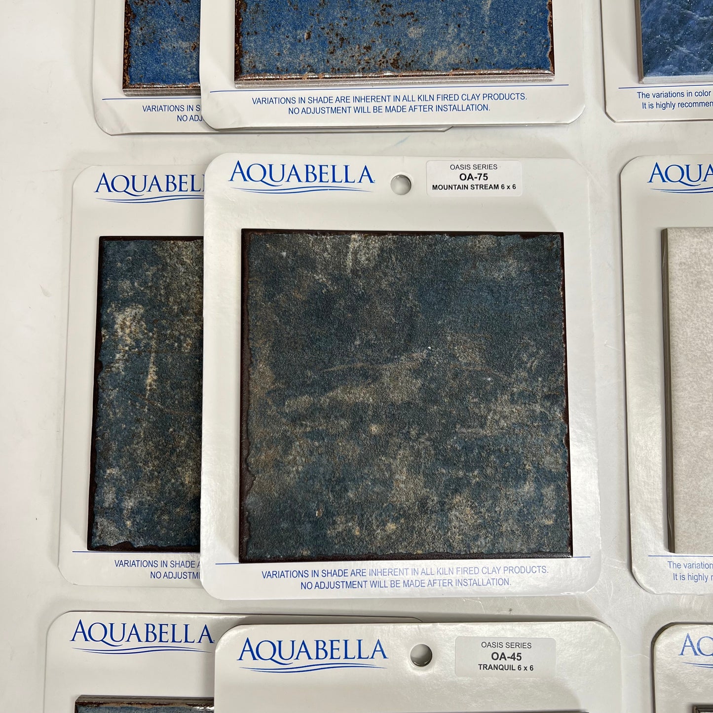 ZA@ AQUABELLA (LOT OF 12) Assorted Tiles 6"x6" Blue/White/Brown