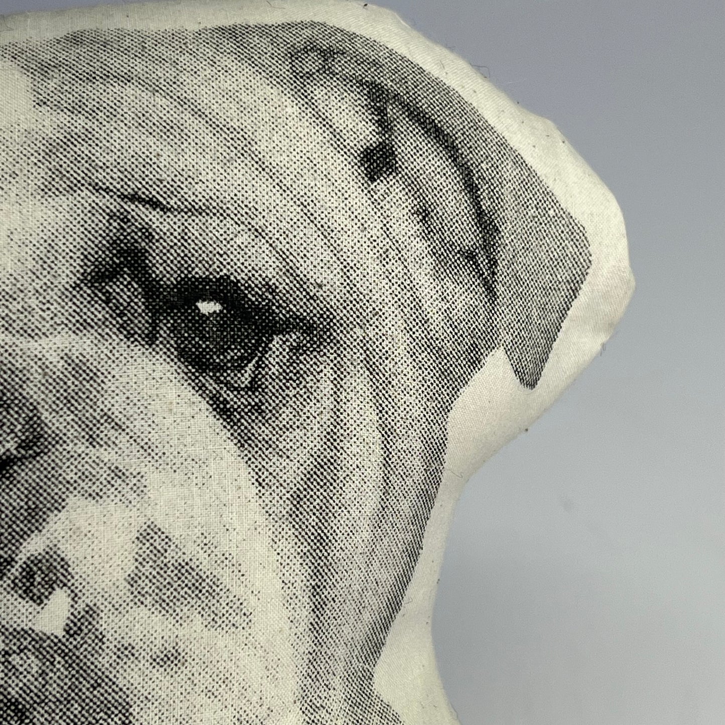 BRODERPRESS Hand Silkscreened Contoured Bulldog Pillow 13"x11" Black & White