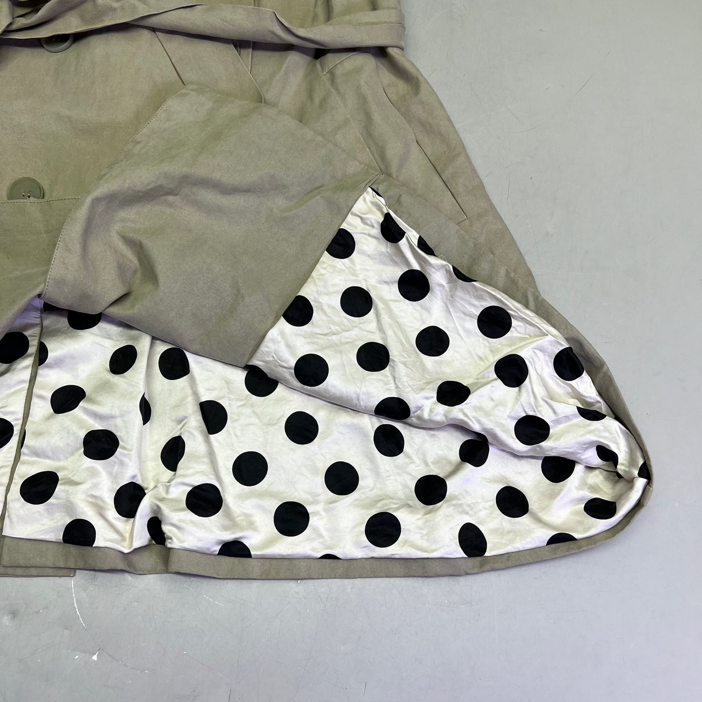 CAROLINA HERRERA Trench Coat Dot 55% Silk Lined Women's Sz S Khaki (Pre-Owned)