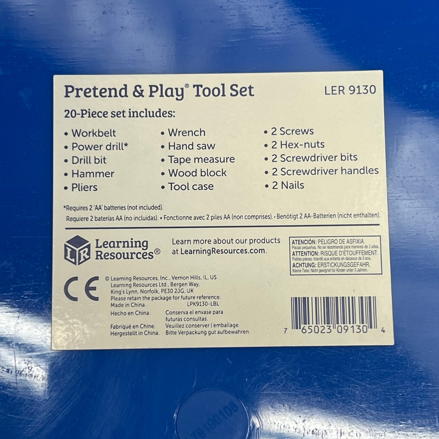 LEARNING SOLUTIONS Pretend & Play Work Belt Tool Set Ages 3+ 20 Pieces LER9130