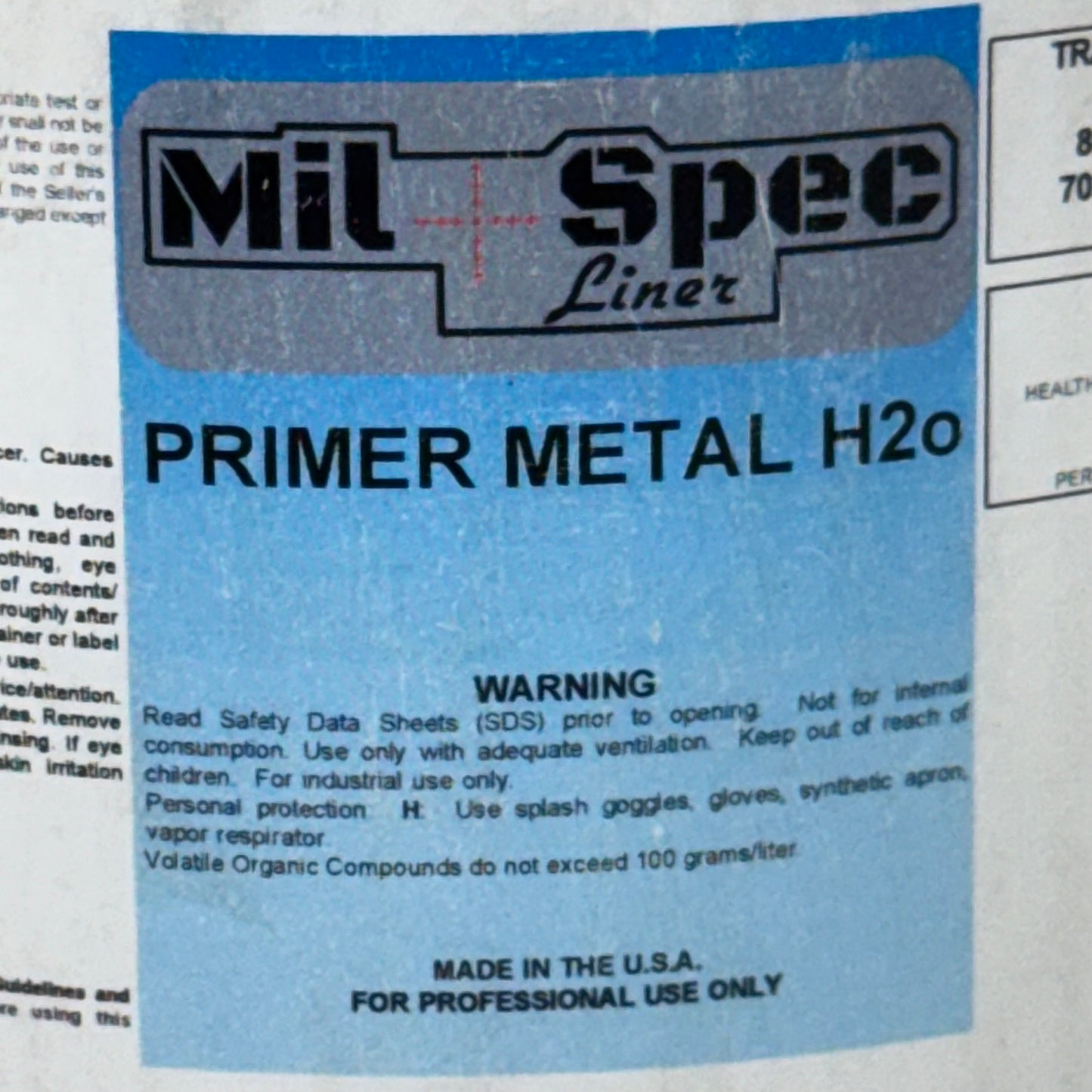 MIL SPEC LINER Primer Metal H2o Clear BB 04/25 1 Gallon 824040898