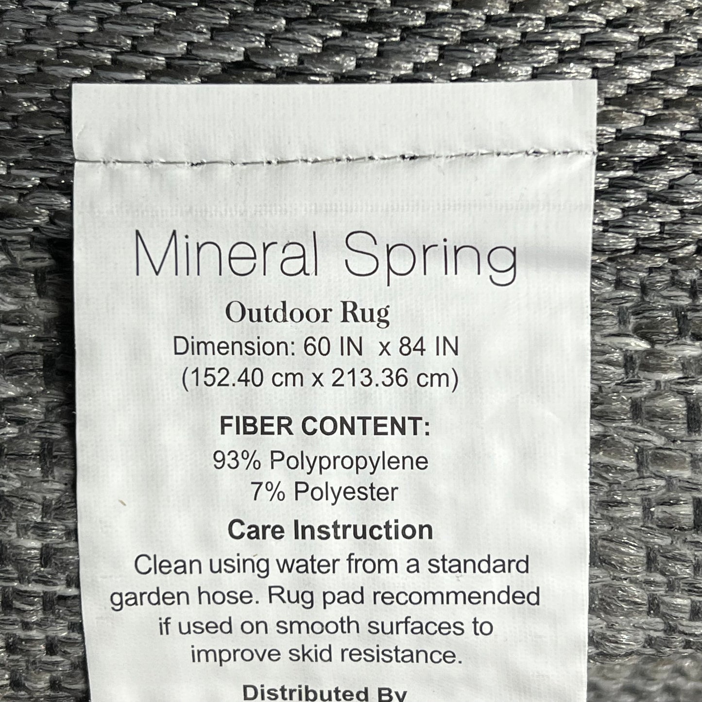 ZA@ MINERAL SPRING Outdoor/Indoor Soft Area Rug See Images For Condition 60"x84" Grey (Return)