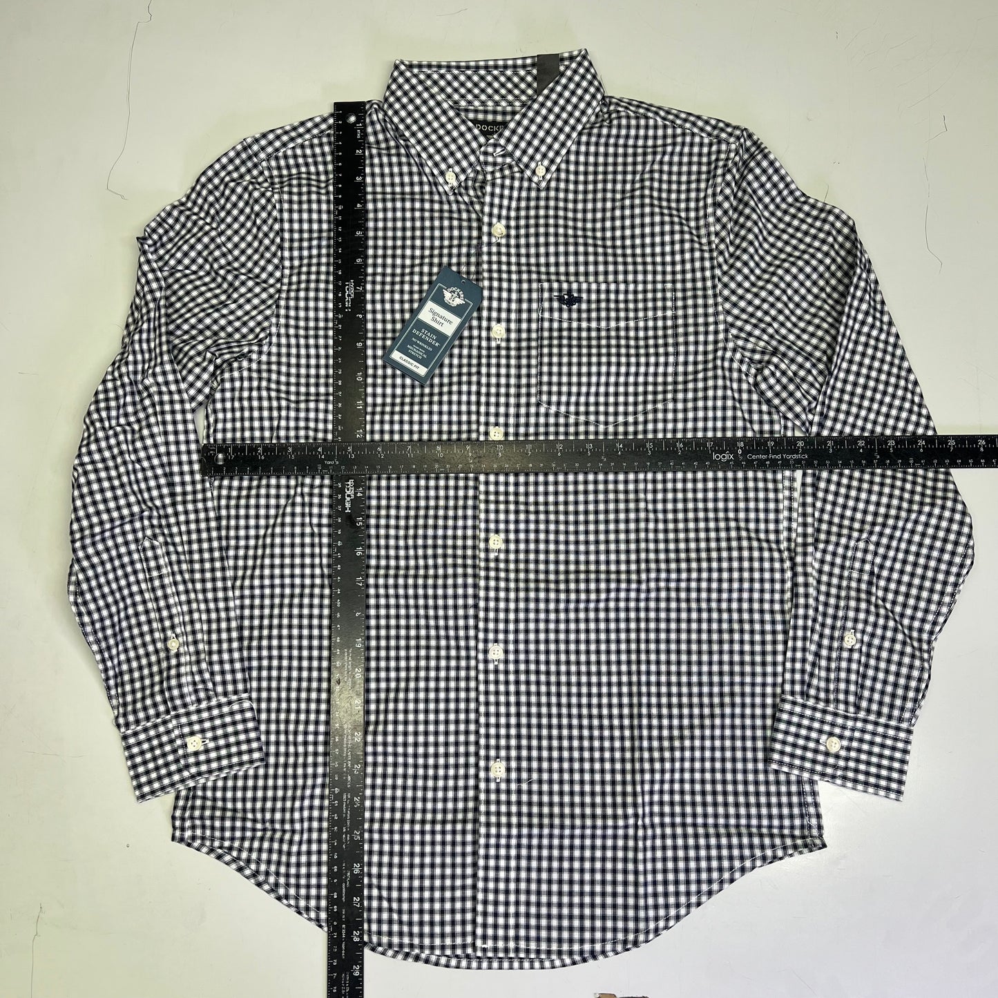 DOCKERS Signature Stain Defender Button Up Shirt Men's Sz S Navy Blue A42520010