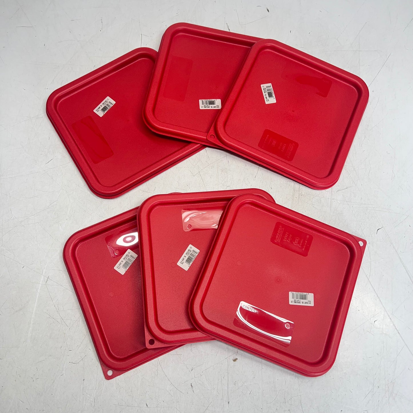 CARLISLE  (6 PACK) Square Food Storage Container Lid  6-8qt Red 1197105