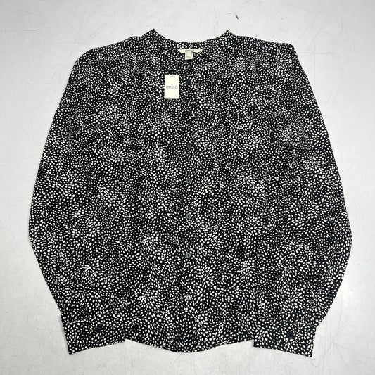 RW & CO Silky Long Sleeve Buttoned Down Blouse  Women's Sz XL Black/White 495720