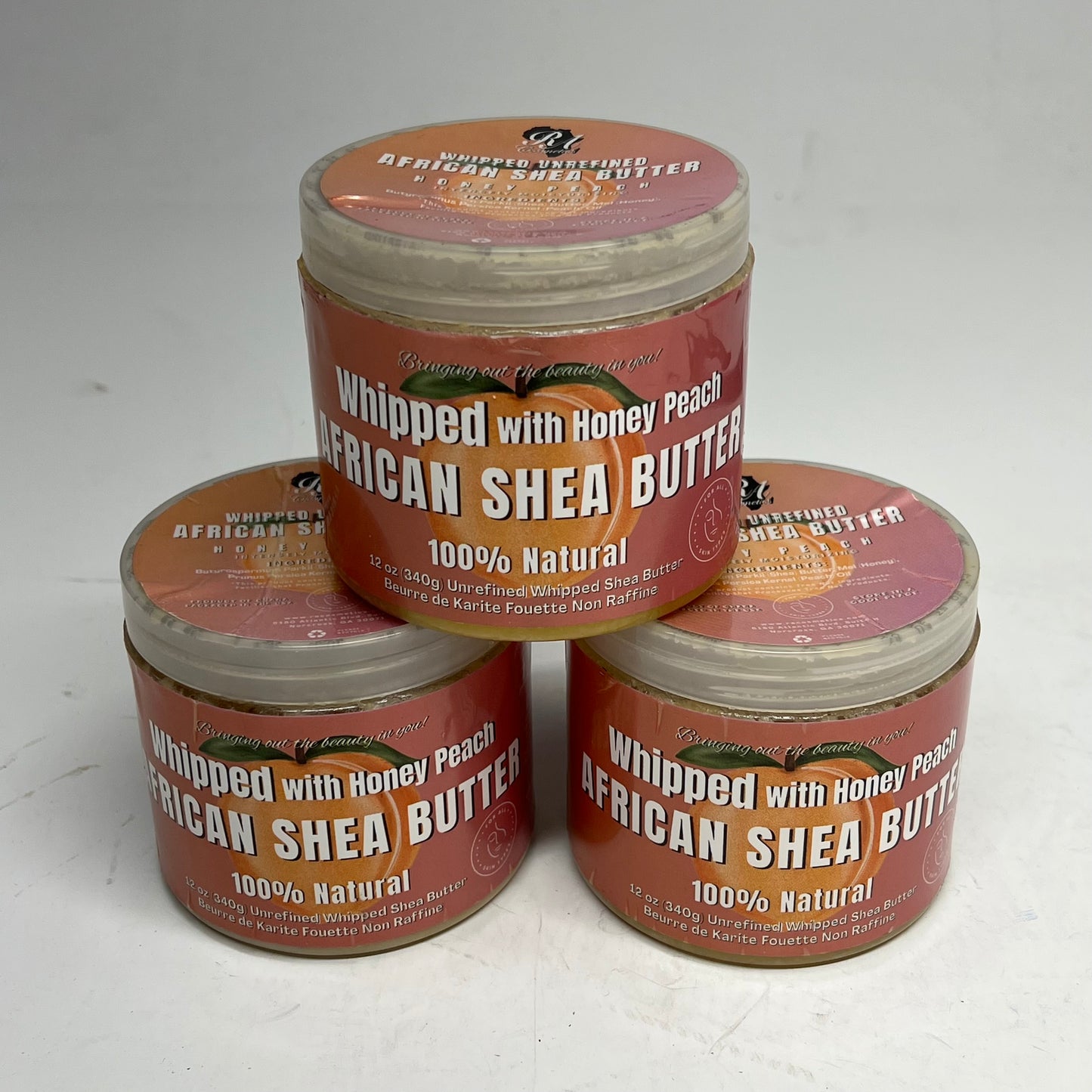 RA COSMETICS  (3 PACK) Whipped African Shea Butter W/ Honey Peach 12oz Yellow (As-Is)