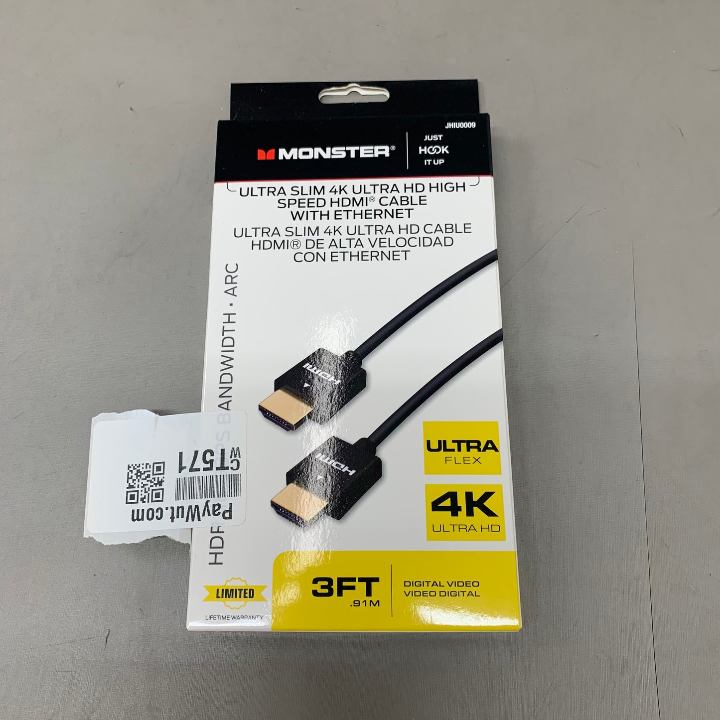 MONSTER (2 Pack) Ultra Slim 4K Ultra HD High Speed HDMI Cables 1.5Ft, 3Ft Black JHIU0009,JHIU0018