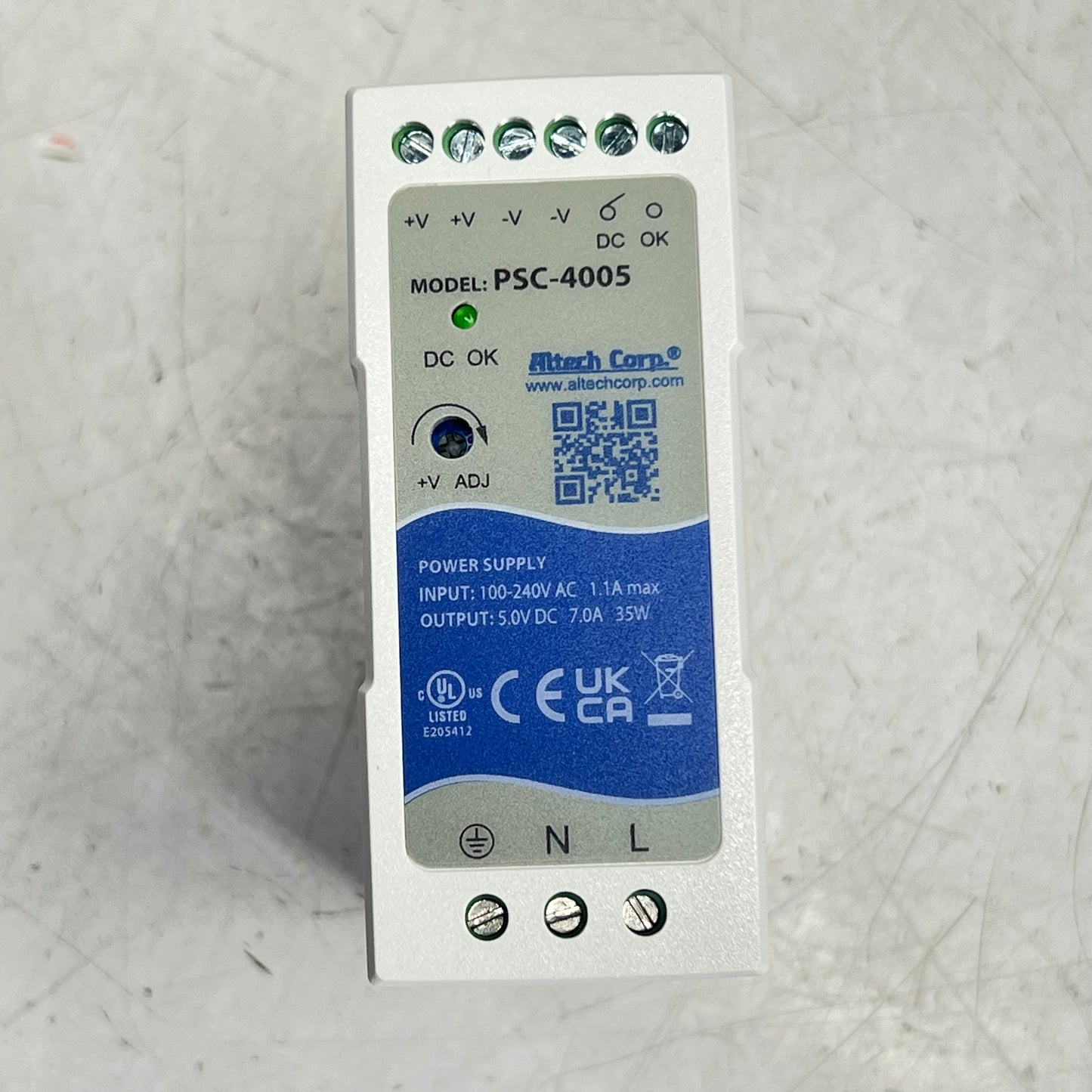 ALTECH CORP Power Supply Single Phase Din Rail Mount 5VDC 40W 0.6A PSC-4005
