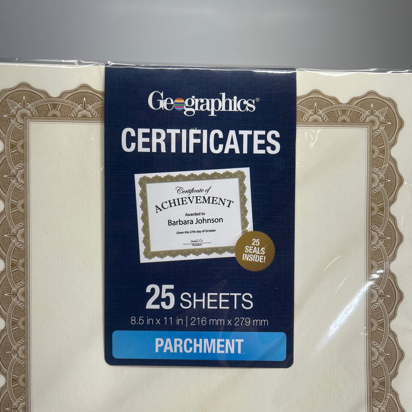 GEOGRAPHICS (4 PACK, 25 SHEETS EACH) Parchment Certificates 8.5"x11" Gold 39451