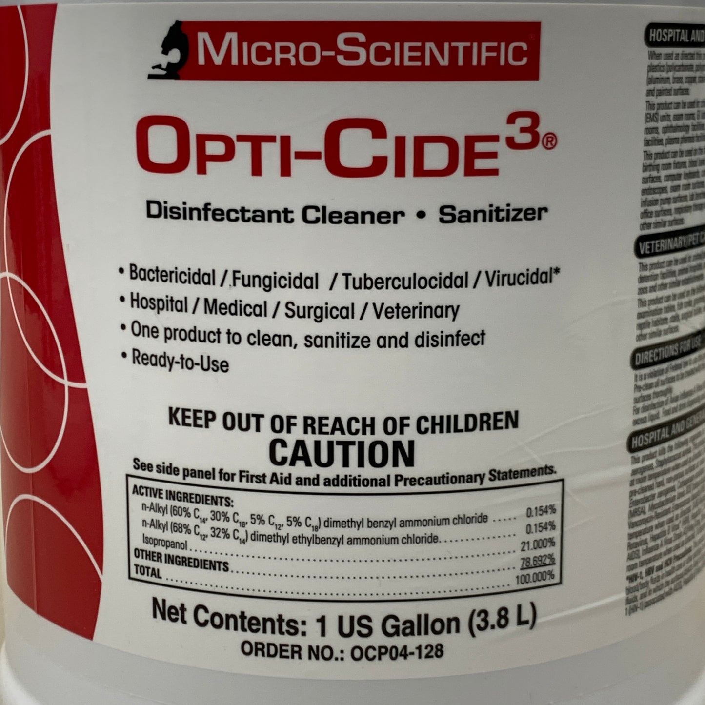 MICRO-SCIENTIFIC (4 PACK) Opti-Cide3 Surgical Disinfectant Cleaner 1Gal BB 05/26