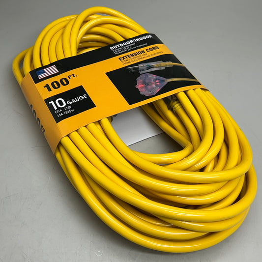 HOME ELECTRICAL ACCESSORIES  Heavy Duty Outdoor/Indoor Extension Cord 10 Gauge, 100' SJTW-3Yellow