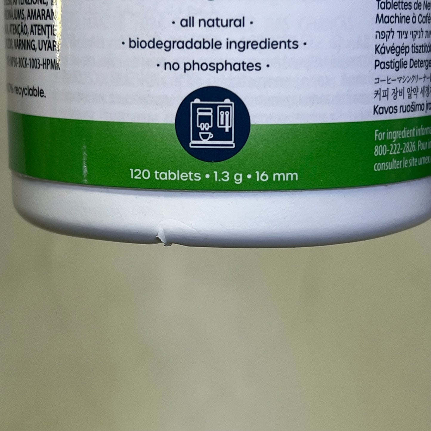 URNEX (2 PACK) Biocaf Coffee Equipment Cleaning Tablets 120 Tablets White