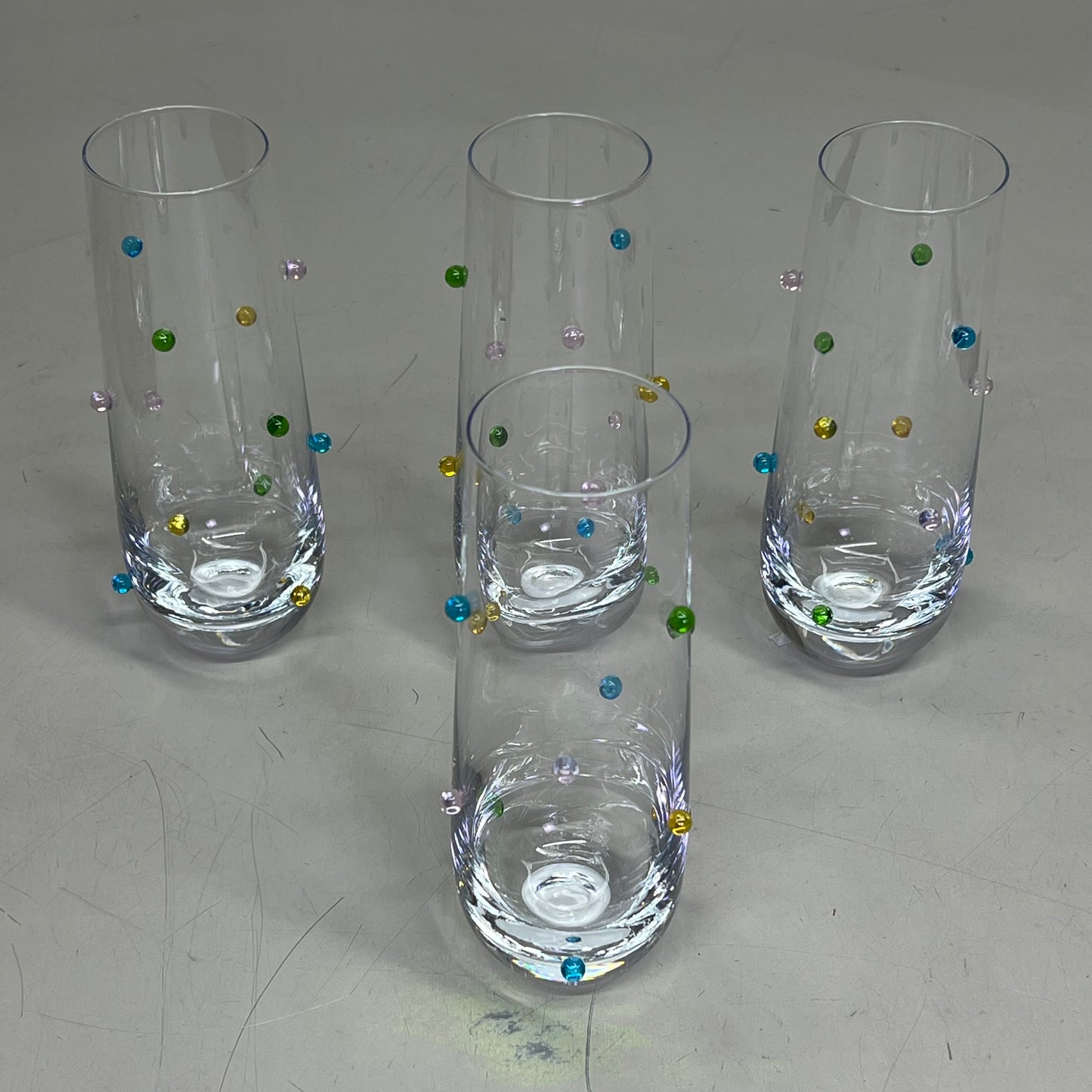 CREATIVE CO-OP (4 PACK) Handmade Drinking Glass Raised Dots 10oz Multicolor DG0848