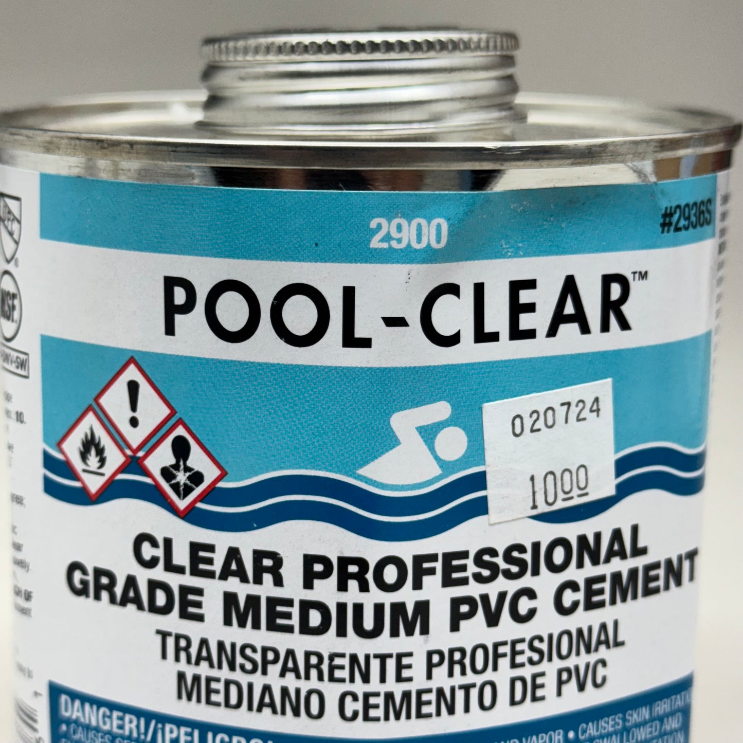 POOL-CLEAR Brush in Can Clear Professional Grade Medium Pvc Cement Glue 2936S