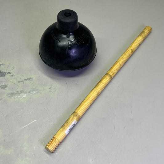 ZA@ FLUSH MASTER Toilet Plunger W/ Wooden Handle  6" Dia x 19" Handle Black 9200W-LA001