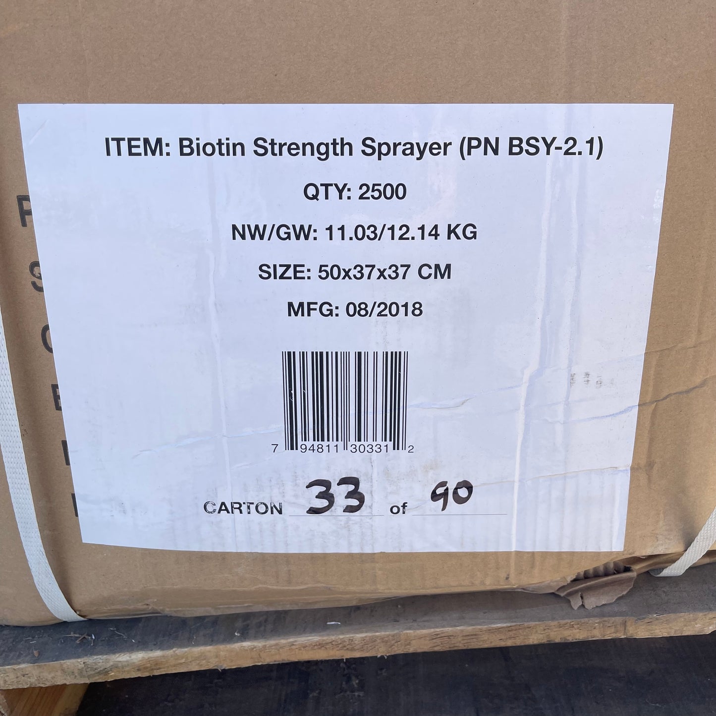 ZA@ Pallet of BIOTIN Strength Sprayer Lid White 50x37x37 CM BSY-2.1 (New)(D)