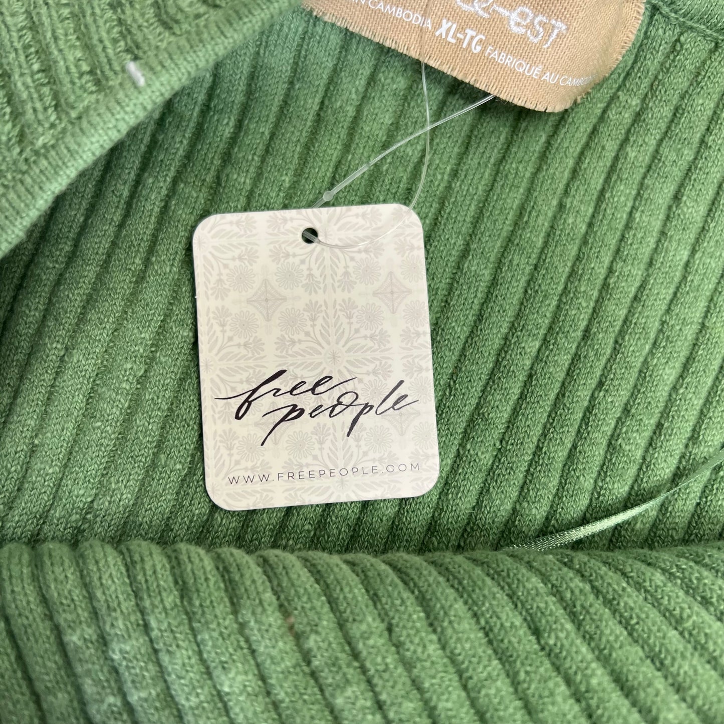 FREE PEOPLE Free Est Lizzie Sweater Top Scoop Neck Women's Sz XL Green OB2182105