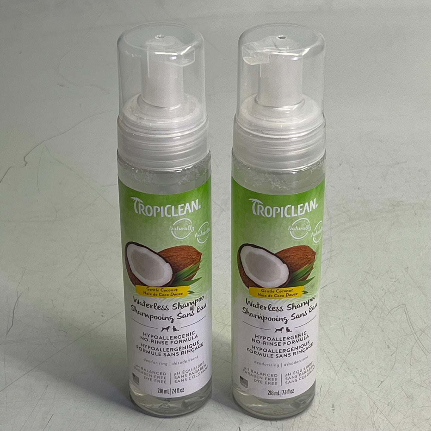 TROPICLEAN (2 PACK) Waterless Hypo Allergenic Dog & Cat Shampoo 7.4 fl oz