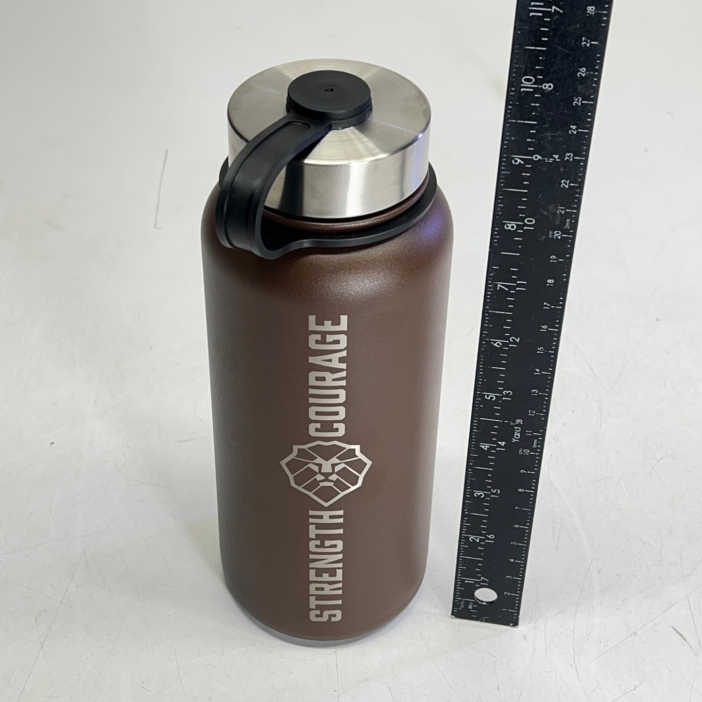 CHRISTIAN ART GIFTS Joshua 1:9 Stainless Steel Water Bottle 34 Fl Oz Brown
