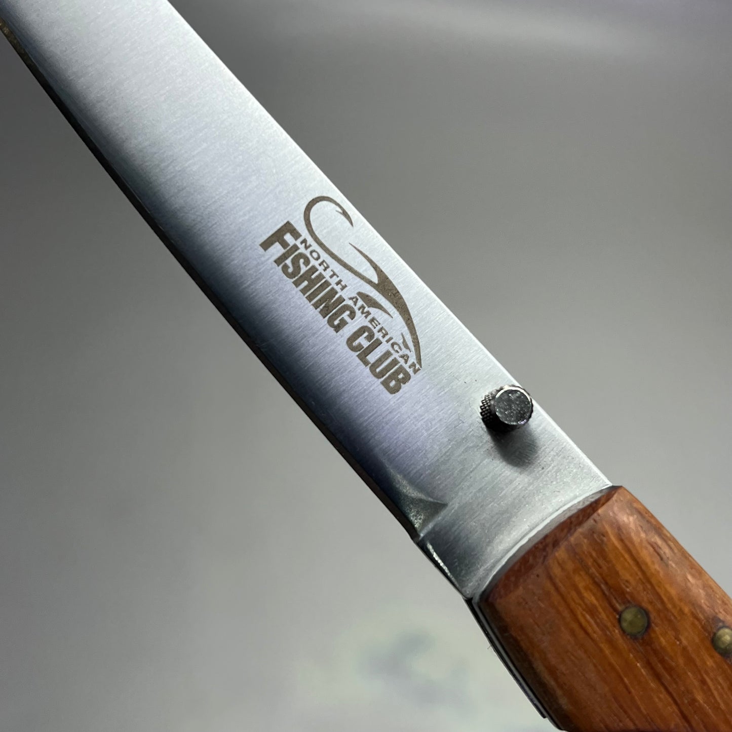 NORTH AMERICAN  Folding Fillet Knife W/ Case 14" Extended Brown Wood FMRFILET