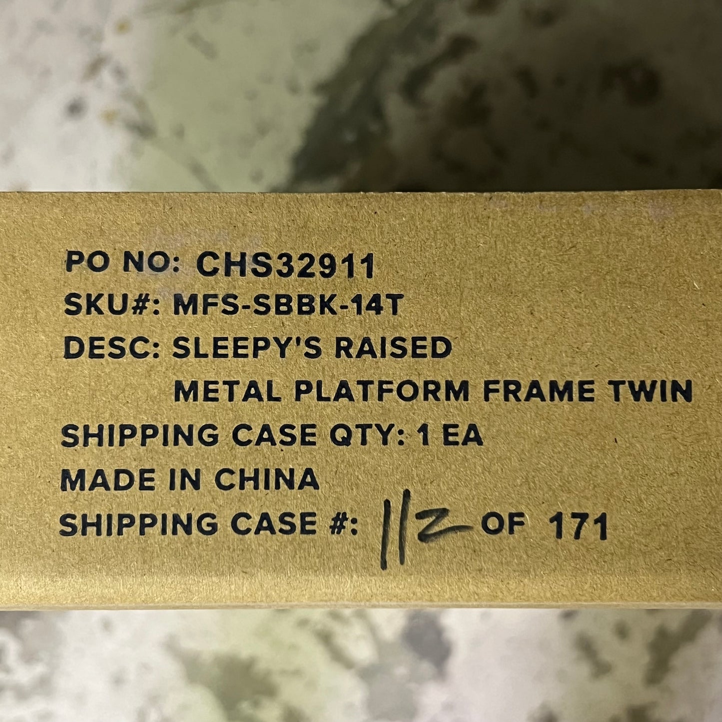 SLEEPYS Raised Metal Bed Frame Sz Twin, Black CHS32911