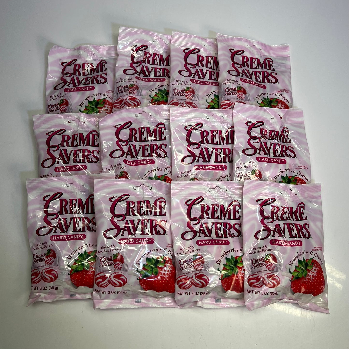 ICONIC CANDY (12 PACK) Crème Savers Hard Candy Strawberries & Crème 3 oz BB 07/27