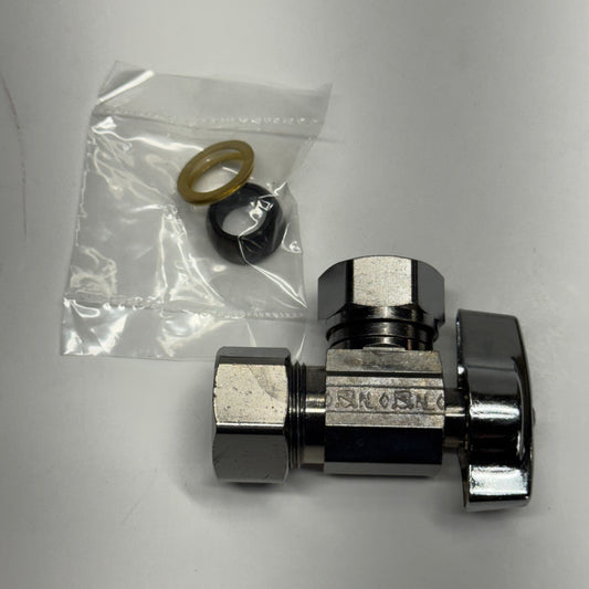 BRASSCRAFT (5 PACK) 1/4 Turn Ball Angle Stop Valve 1/2" Nom Compression x 7/16" & 1/2" Slip Joint, Chrome KT3341XC