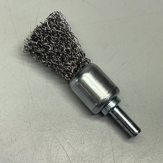 (5 PACK) Crimped Wire End Brush Stainless Steel 3/4" Dia 5/8" Post Chrome