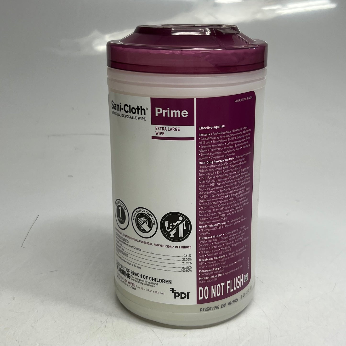 PDI (6 PACK, 70 WPES EACH) Prime Sani-cloth Germicidal Disposable Wipes Sz Extra Large BB 09/26